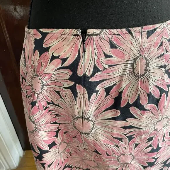 Talbots Vintage Floral Pencil Denim Skirt Womens Sz 10 Stretch Cotton Pink - Picture 6 of 8